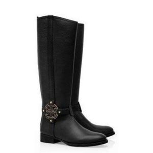 Tory Burch Amanda Riding Boot Black Leather 8.5